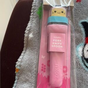 Zoku Pink Utensil Set with Cute Cat Case